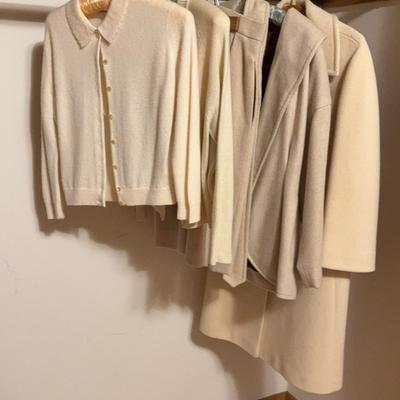 Regency Cashmere I.Magnin Winter White Coat/Marshal Fields Cashmere Sweater