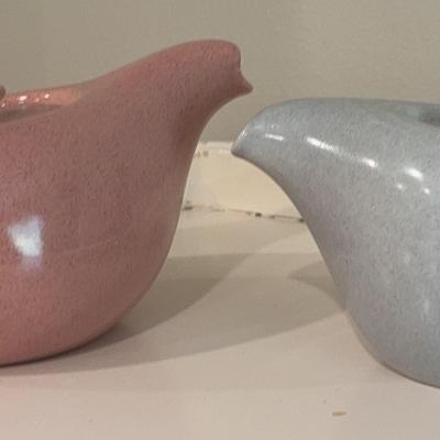 Russel Wright Coral and Grey Teapots 