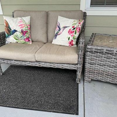 Traditions All Weather Wicker Love Seat And Table 