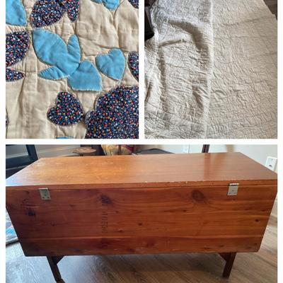 Mid Century Lane Hope Chest With One Vintage Quilt
