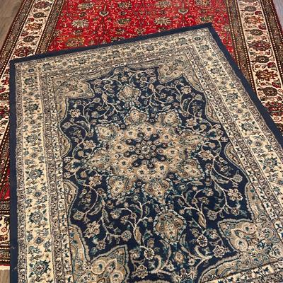Two Oriental Area Rugs In Red And Blue