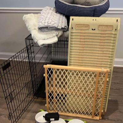 Foldable Dog Crate By Precision, Dog Ramp, Ceramic Food Bowls And Small Dog Beds