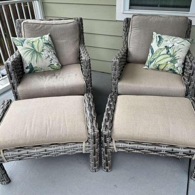 Traditions All Weather Wicker Patio Chairs With Ottomans 