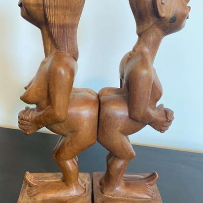 Pair of Polynesian Wooden Carved Bookends (Set #2)