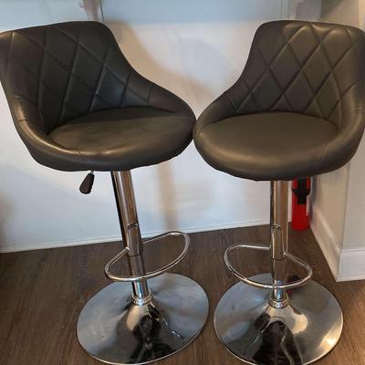 Two Grey 29” High Barstools