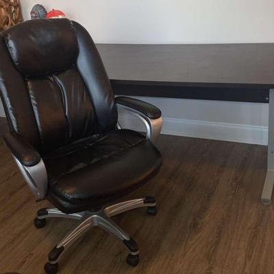 Long Black Table With Black Office Chair