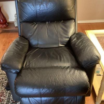Black leather recliner