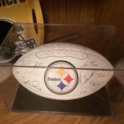 Signed steelers football back