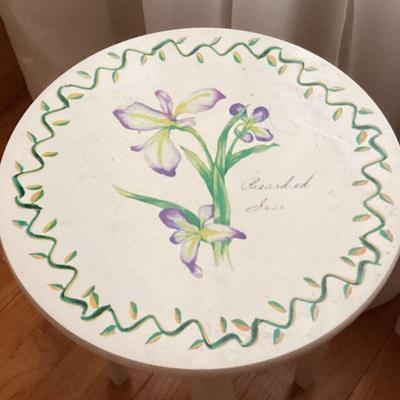 Decorative side table white with floral design