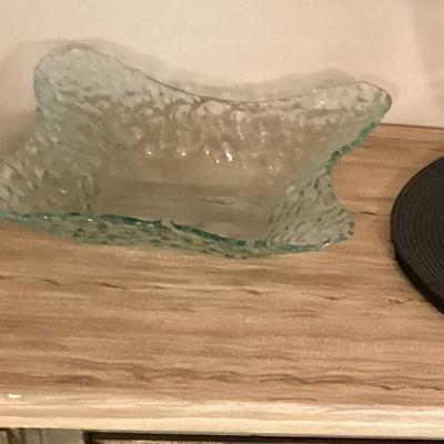 Green glass retangular dish