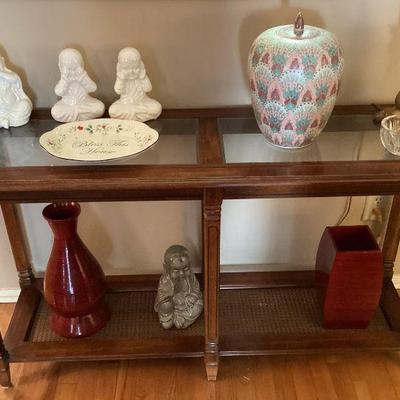 Glass top sofa table