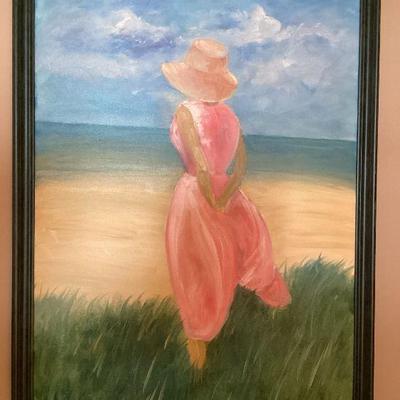 Wall art lady in pink