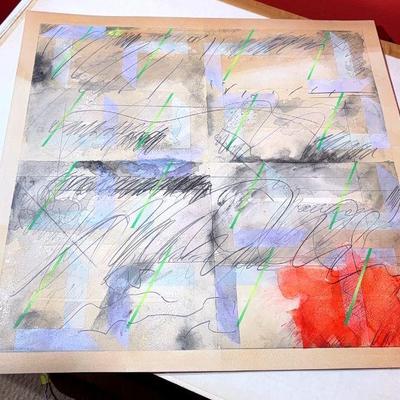 Signed jewesson 1972 original abstract art on paper
