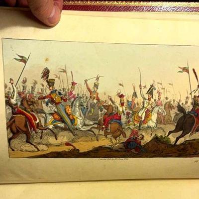 Leather bound heath, “life of a soilder” with color engravings