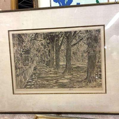 Childe f hassam east hampton, ny signed etching