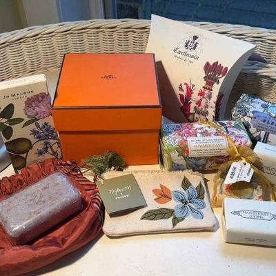 Herme s candle along with a variety of soaps, sachets & more