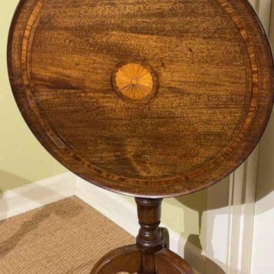 Antique tilt top table with inlay