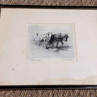 Clayton s price "plowing" etching circa 1922