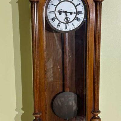Antique walnut cased wall clock for restoration