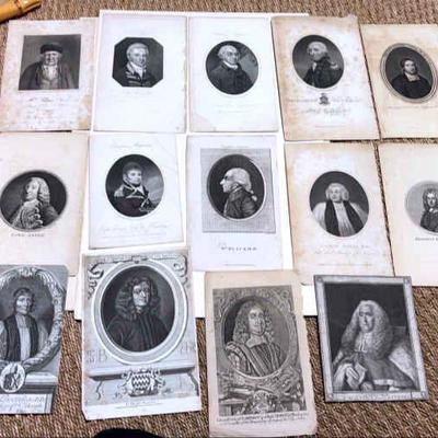 A collection of antique portraits