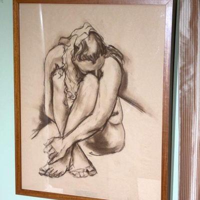 Charcoal on paper female nude"