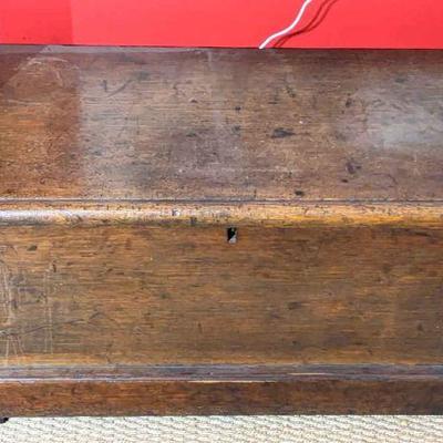 Antique english oak blanket chest with games
