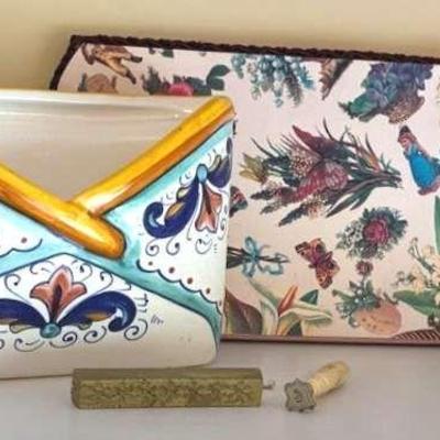 Wax seal stamp and italian ceramic mail holder