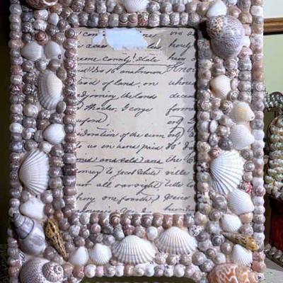 Encrusted seashell picture frame