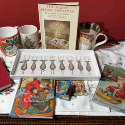 Christmas books and decor