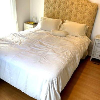 Queensize upholstered headboard and mattress