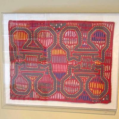 Framed mola art textile