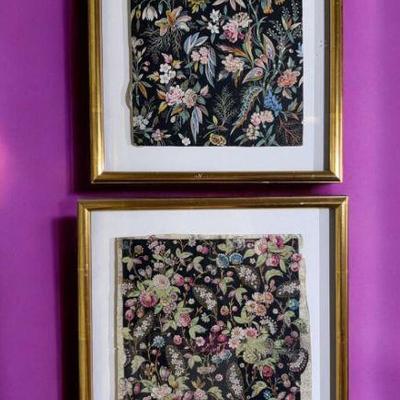 Framed vintage floral foillage wallpaper