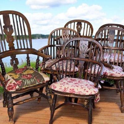 Vintage english windsor broad arm chairs