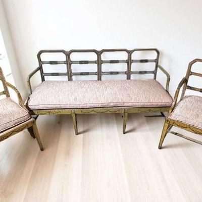 Antique neoclassical italianate settee two arm chairs