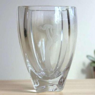 Skruf art glassworks mother with child signed vase
