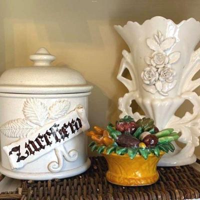 Ponte vecchio lidded canister and floral vase