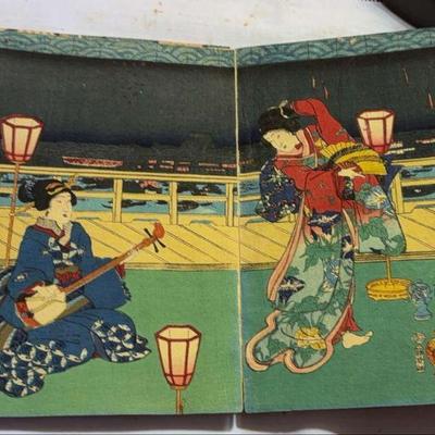 1869 very rare ed album of genji monogatari illustrations