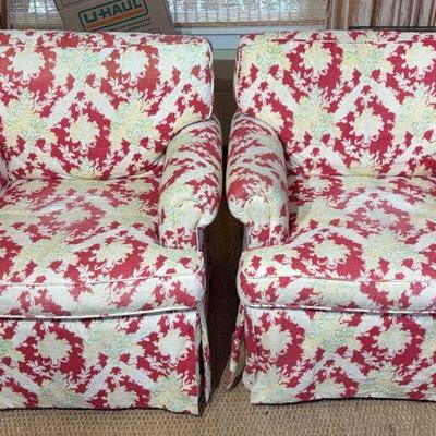 Pair of accent chairs in kathryn ireland fabric