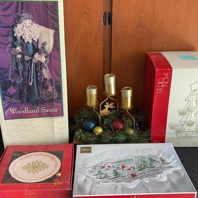 Holiday Décor Bundle – Woodland Santa, Candle Holder, Tree Stand 