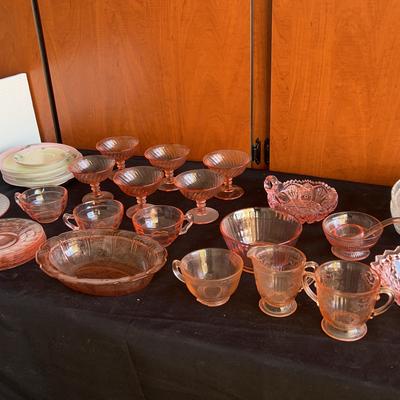 Vintage Pink & Clear Depression Glass