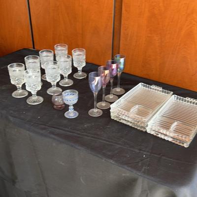 Vintage Glassware & Serving Tray Set - Elegant Entertaining Collection