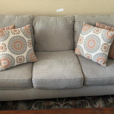 Light Gray Modern Sofa with Decorative Accent Pillows