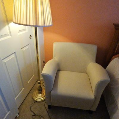 Faux Leather Arm Side Chair & A Floor Lamp
