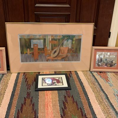 Framed Art & Southwestern Rug – 4-Piece Decorative Set
