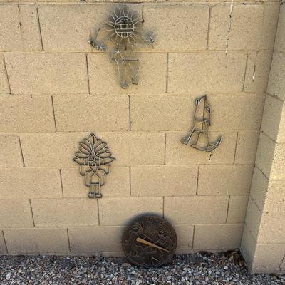 Southwestern Metal Wall Art & Thermometer Set — Rustic Desert Decor