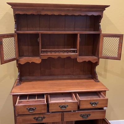 Vintage Solid Wood Hutch & Buffet Cabinet