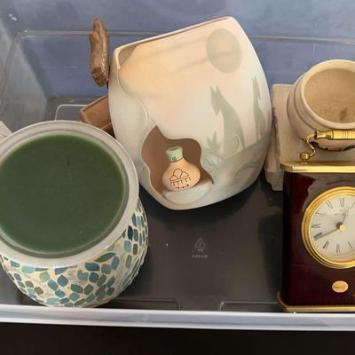 Mixed Home Décor Lot – Candle, Vase, Clock & More