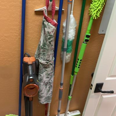 Household Cleaning Tool Lot – Shark Vacuum, Dusters, Mops & More