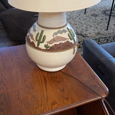 Pair of Solid Oak End Tables – Classic & Sturdy! With White Lamp