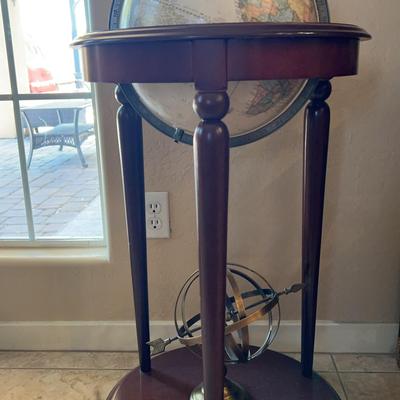 Classic Globe on Wooden Stand + Brass Armillary Sphere